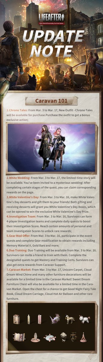 LifeAfter_en's tweet image. #LifeAfter 
#UpdateNote
Dear Survivors, This is Radio 101 transmitting across all AM frequencies, calling all survivors. To ensure a better game experience, we are performing an update on 03/03!

📌SEA &amp;amp; AU Server
8:00 -8:30 (UTC+8)

📌NA Server
16:30-17:00 (UTC+8)