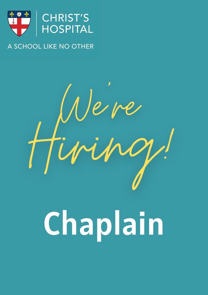 We are seeking to appoint a prayerful, passionate, and gifted Anglican priest as Chaplain - *𝗰𝗹𝗼𝘀𝗶𝗻𝗴 𝗱𝗮𝘁𝗲: 𝟳 𝗠𝗮𝗿𝗰𝗵*
More info here:
christs-hospital.org.uk/about-christs-…
#hiring #vacancy #chaplaincyjobs #chaplain #vacancyalert
