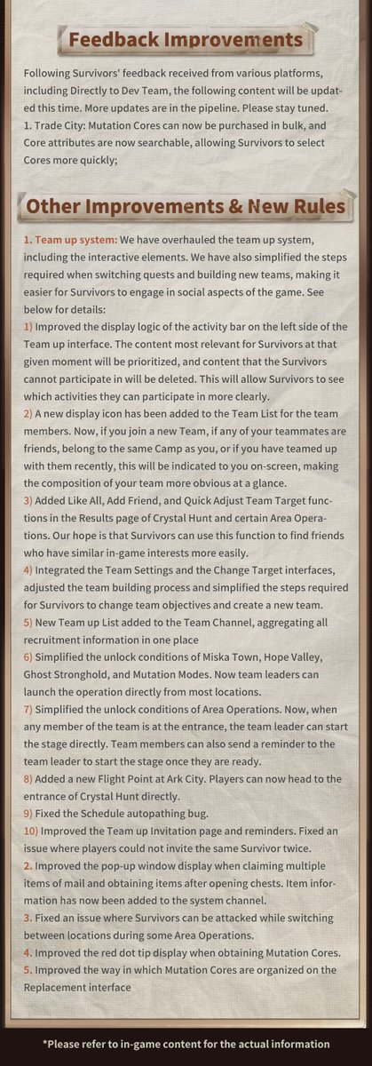 LifeAfter_en's tweet image. #LifeAfter 
#UpdateNote
Dear Survivors, This is Radio 101 transmitting across all AM frequencies, calling all survivors. To ensure a better game experience, we are performing an update on 03/03!

📌SEA &amp;amp; AU Server
8:00 -8:30 (UTC+8)

📌NA Server
16:30-17:00 (UTC+8)