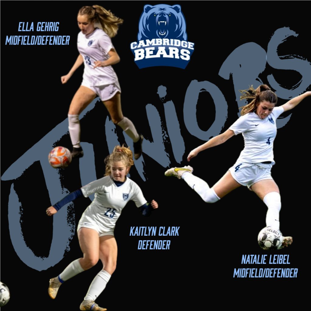 Cambridge Girls Soccer (@chssoccerg) on Twitter photo Three of our 6 Juniors who are leaders on the field! Let's Go Bears! <a href="/Cambridge_AD/">Cambridge Athletics</a> Three of our 6 Juniors who are leaders on the field! Let's Go Bears! <a href="/Cambridge_AD/">Cambridge Athletics</a>