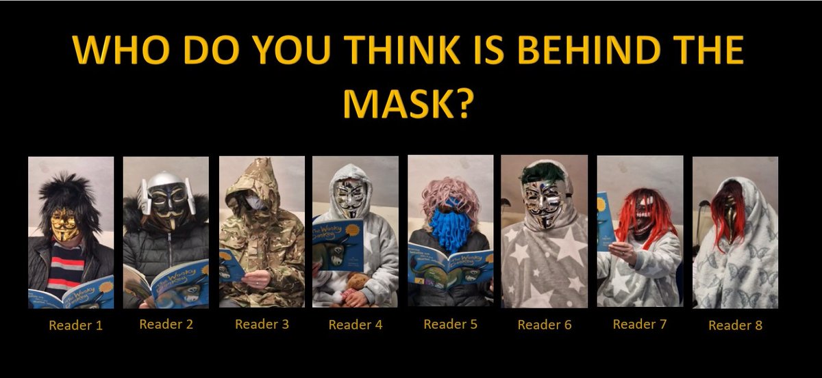 AshfordSchLib's tweet photo. Can @AshfordSchool students and staff identify the Masked Readers? #WorldBookDay2023 https://t.co/YsXlFseEfk