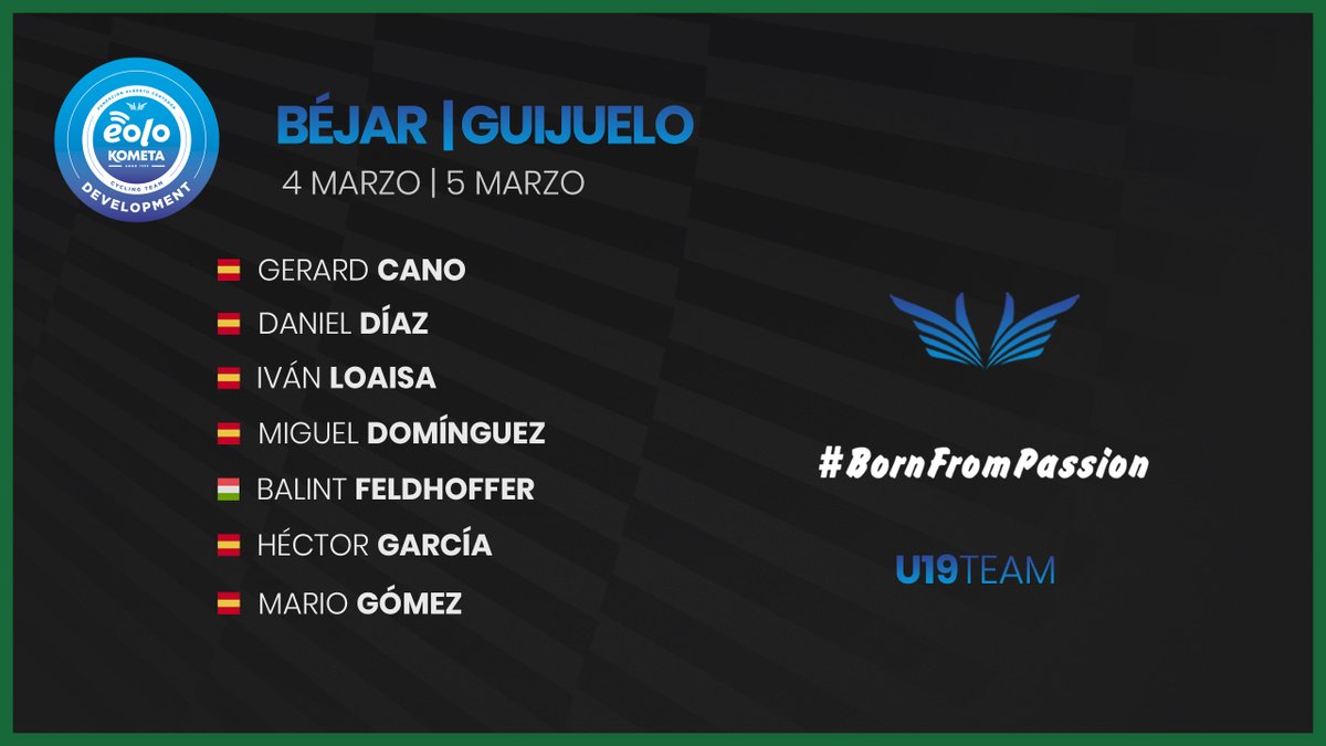 🔵 Este será el equipo que participe este fin de semana en la primera edición del Trofeo Ayuntamiento de Béjar (sábado) y del Trofeo Ayuntamiento de Guijuelo (domingo).
📰 eolokometacyclingteam.com/el-equipo-juni…. 
#BornFromPassion