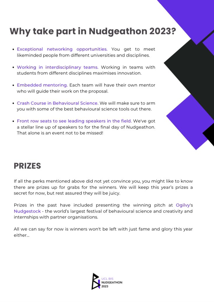 lsesu_bps's tweet photo. Signups are open for the yearly @Nudgeathon event in collab with @UCLBIT! This hybrid event on 12-15th April will see participants design behavioural science solutions to real world problems.

More information: https://t.co/NryPalvd1r
Signup here: https://t.co/y05XGTodNW https://t.co/Bi0Z2OobUH