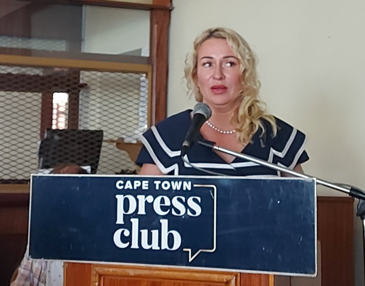 Full house <a href="/capepressclub/">Cape Town Press Club</a> today,  with 🇺🇦 Ukrainian Ambassador giving first hand impressions about the Russian atrocities and destruction in her country since the brutal Russian invasion a year ago. Russia must stop this blatant violation of intl law. Russia must stop this war.