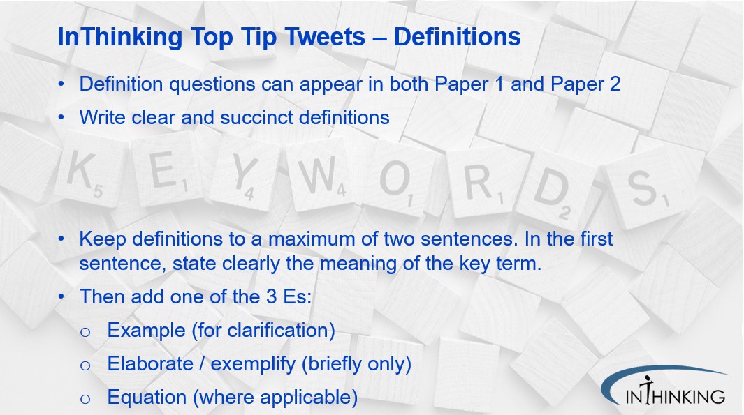 PaulHoang88's tweet photo. InThinking Top Tip Tweets
Practise writing key terms in your own words. Can you distinguish between the terms on Slide 2? Terms in red italics are HL only. Slide 4 contains some of the key terms in the Paper 1 #SVT case study.
#IBBusinessManagement #IBBusMan #CUEGIS #TopTipTweets https://t.co/jIVVqOcwCv