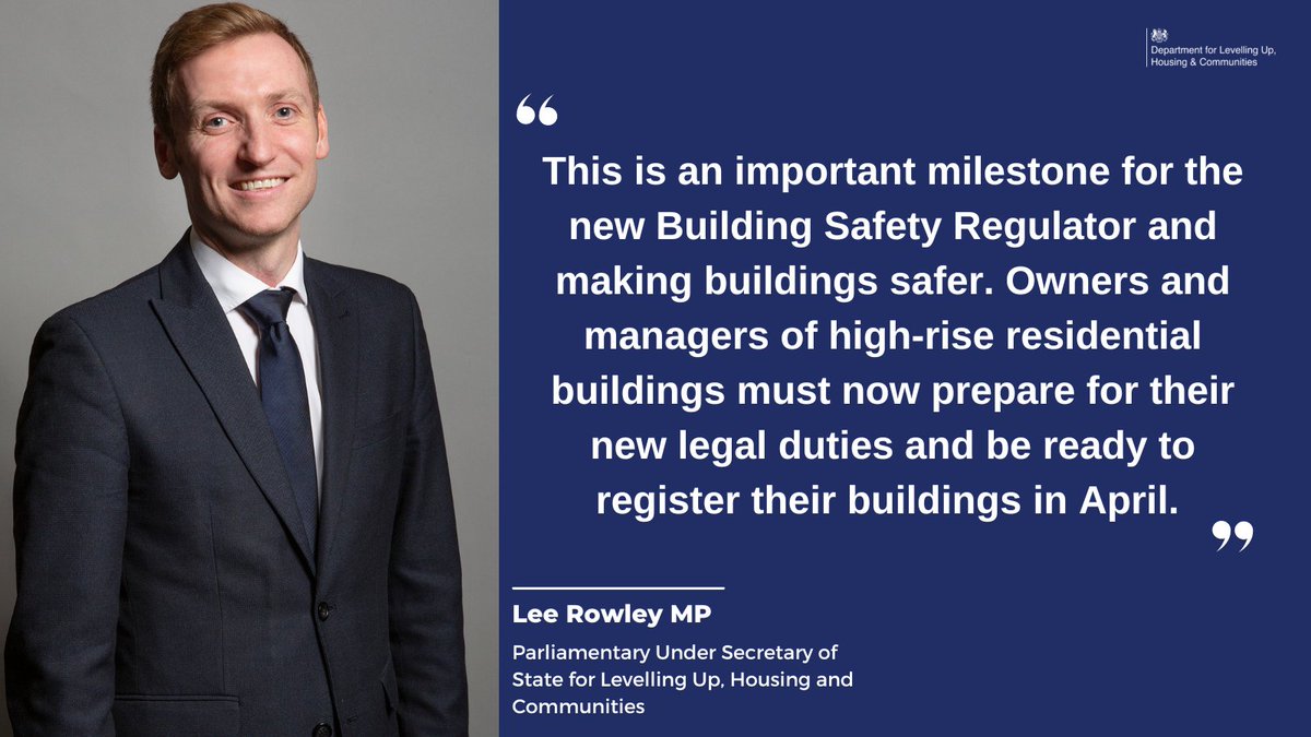 mhclg's tweet image. Minister @Lee4ND is urging building owners to #BeReady for new rules to make high-rise residential buildings safer.

Find out more from the Building Safety Regulator 
@H_S_E  🔽

press.hse.gov.uk/2023/02/27/new…