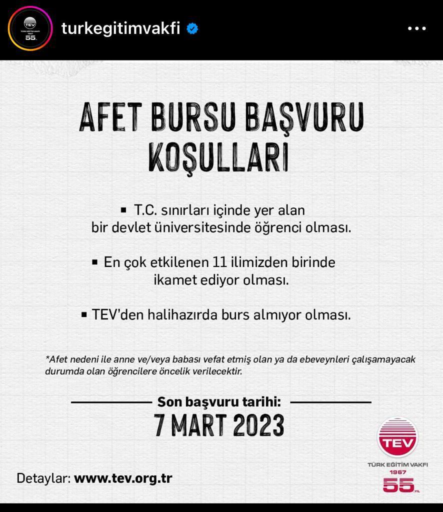 Türk Eğitim Vakfı tarafindan verilen bursu duyurup paylasabilirsek ne güzel olur❤