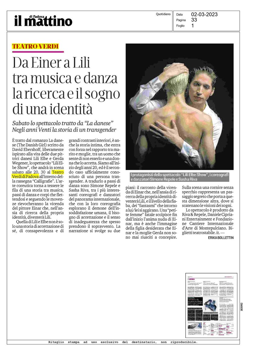 Pronti per il weekend? ⚖️”Testimone d’accusa”, dal 3 al 5 marzo, al Teatro Mario Del Monaco Treviso, ➡️bit.ly/3YjnYY1 🩰Sabato 4 marzo, al Teatro Verdi Padova, 'Lili Elbe Show' della Compagnia Riva&Repele ➡️bit.ly/3J5kNij