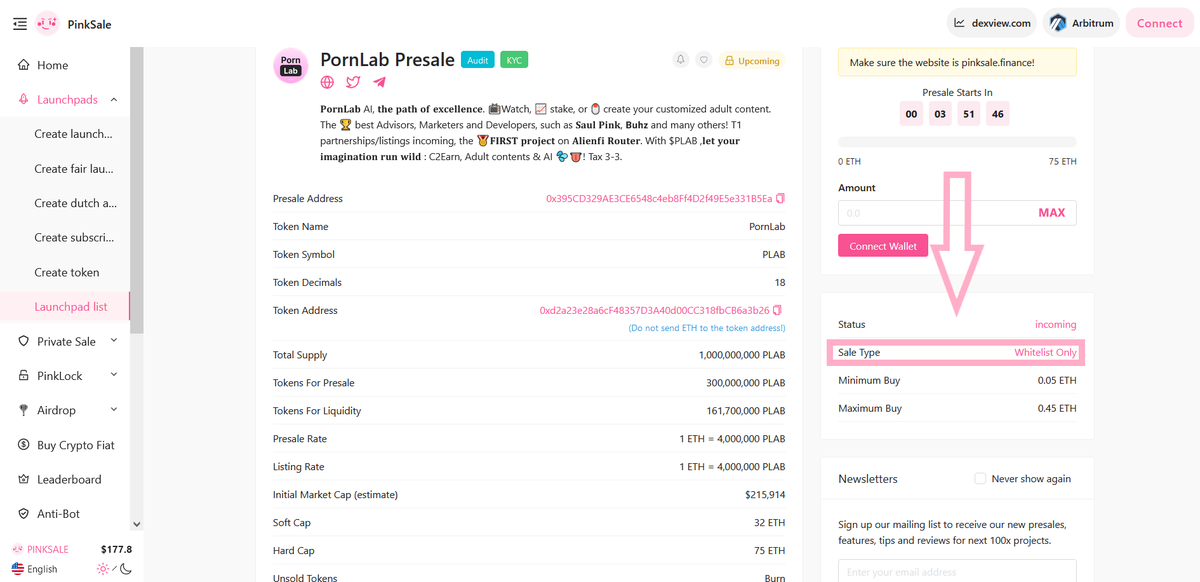 pinkecosystem's tweet photo. 🔥We have 3 White Lists to giveaway for the PornLab project, the first launch on #Pinksale using @alienficoin Dex.

👉Leave your wallet below and retweet with the hashtag #Pinksale to enter the giveaway.

🚀 Check them out below:   

https://t.co/B3i29Q8tMj

#Arb #Arbitrum https://t.co/7qBA6PHmSG