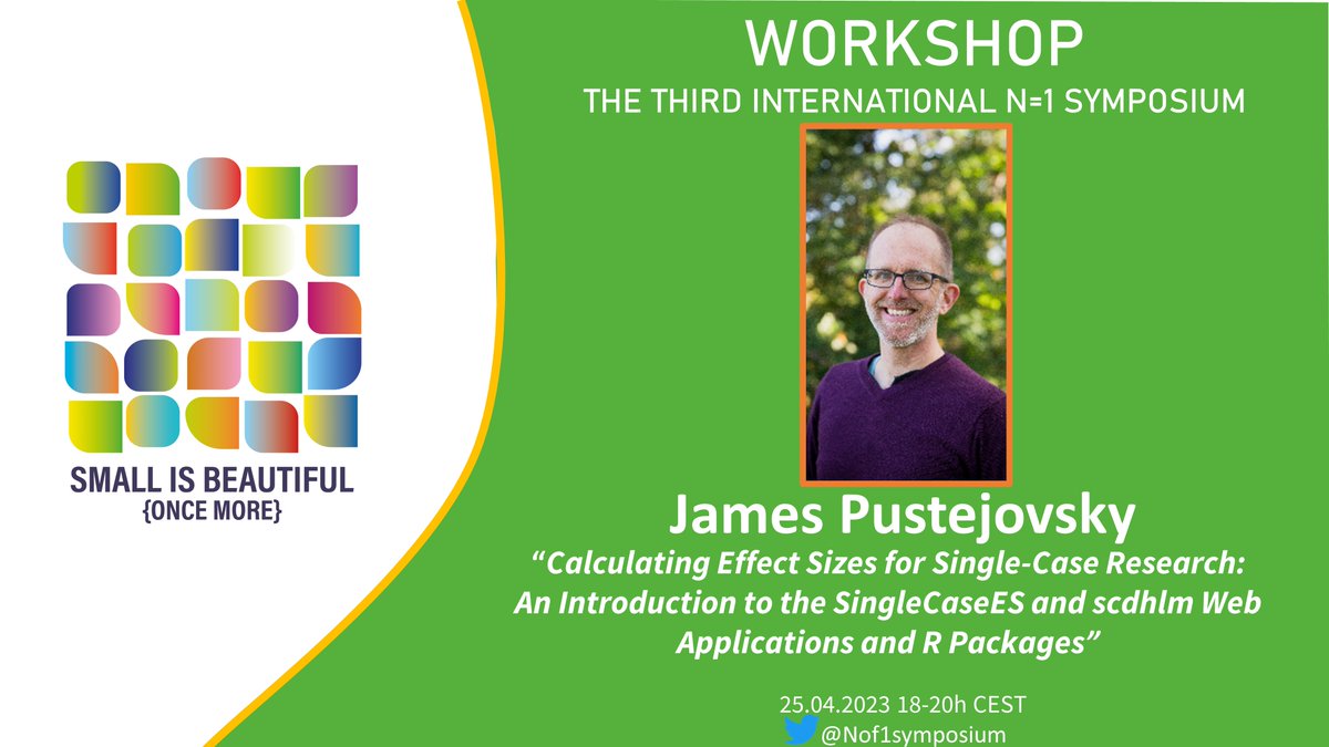 Nof1symposium's tweet image. 📢WORKSHOP ALERT

Struggling with effect size calculations or unclear where to even start?!

@jepusto will host a super informative workshop on calculating effect sizes for #SCED research, focused on two web apps and their accompanying R packages.