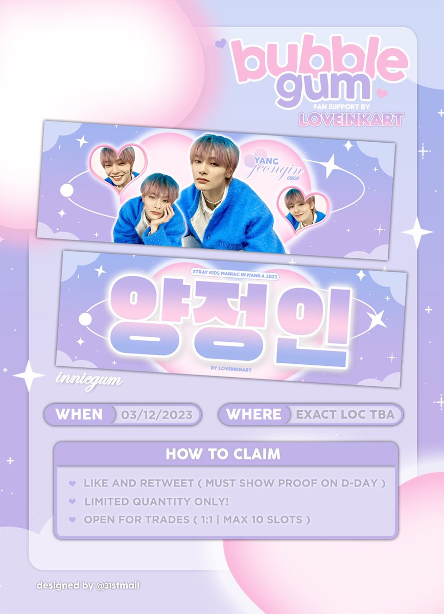 loveinkart's tweet image. ₊‧°𐐪♡𐑂°‧₊
stray kids maniac in manila 2023 

₊˚ʚ I.N Bubble Gum 🫧 
₊˚ʚ Lee Know Hype Boy 👾

🗓️ March 12, 2023
📍 MOA Arena

see you there! ☁️

#SKZinMNL2023 
#StrayKids_2ndWorldTour_MANIAC
#ManiacTourinManila