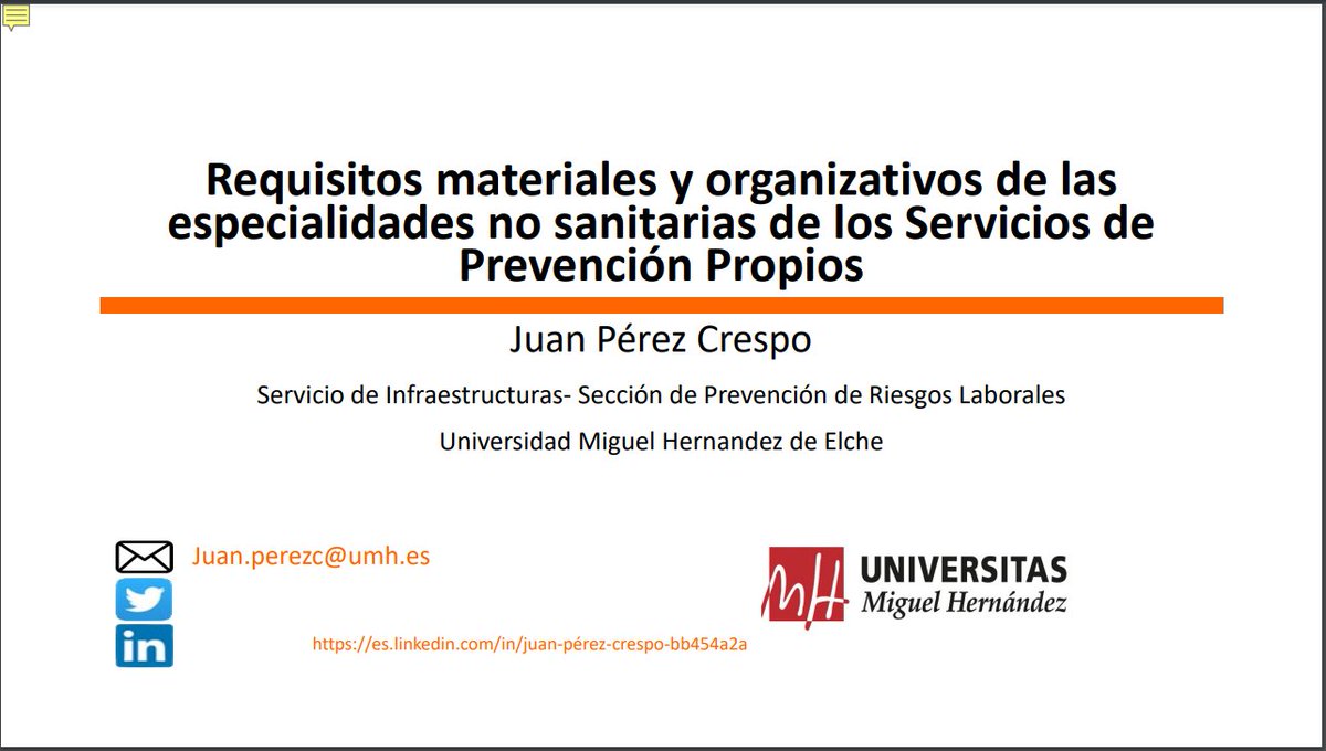 GVAinvassat's tweet photo. 👷‍♂️Ponència de #Laboralia23 presentada per Juan Pérez Crespo, de #PRL de la @UA_Universidad, Elx 👨‍🎓 Requisits materials i organitzatius de les especialitats no sanitàries dels Serveis de Prevenció Propis

👉 https://t.co/pByiZTvNh6

#SST #VigilànciaDeLaSalut @GVAeconomia https://t.co/T7Q5A1vH1a