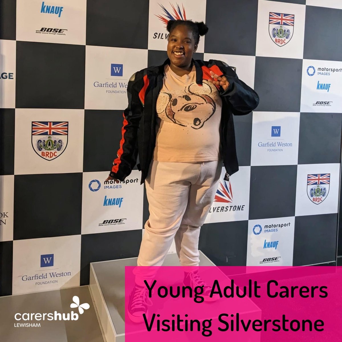 Here is Blessin (aged 17 years), standing on a replica of the podium that Lewis Hamilton and other F1 drivers have stood on to celebrate their wins!
The YAC enjoyed taking a break from caring and relaxing with friends as many have to juggle caring school work .
#youngadultcarer