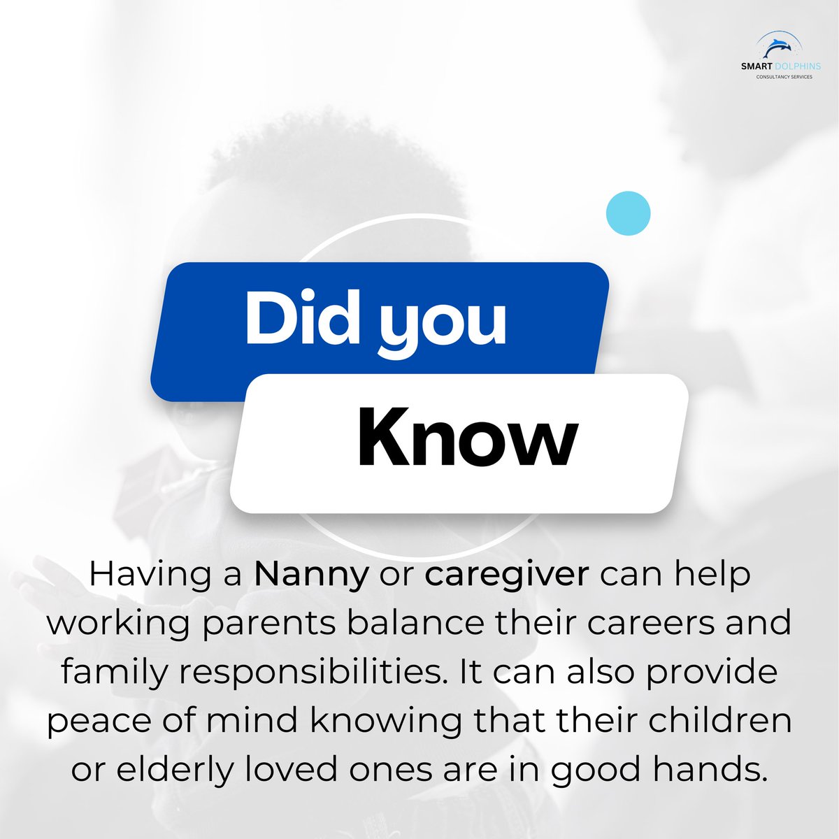 _smartdolphins's tweet photo. At Smart Dolphins Consults, we offer personalized care plans that are tailored to fit your family's specific needs, and we are committed to providing the highest level of care to ensure that your loved ones are happy, healthy, and safe. #smartdolphinsconsults #caregiver #nanny https://t.co/l7hskMy8ox