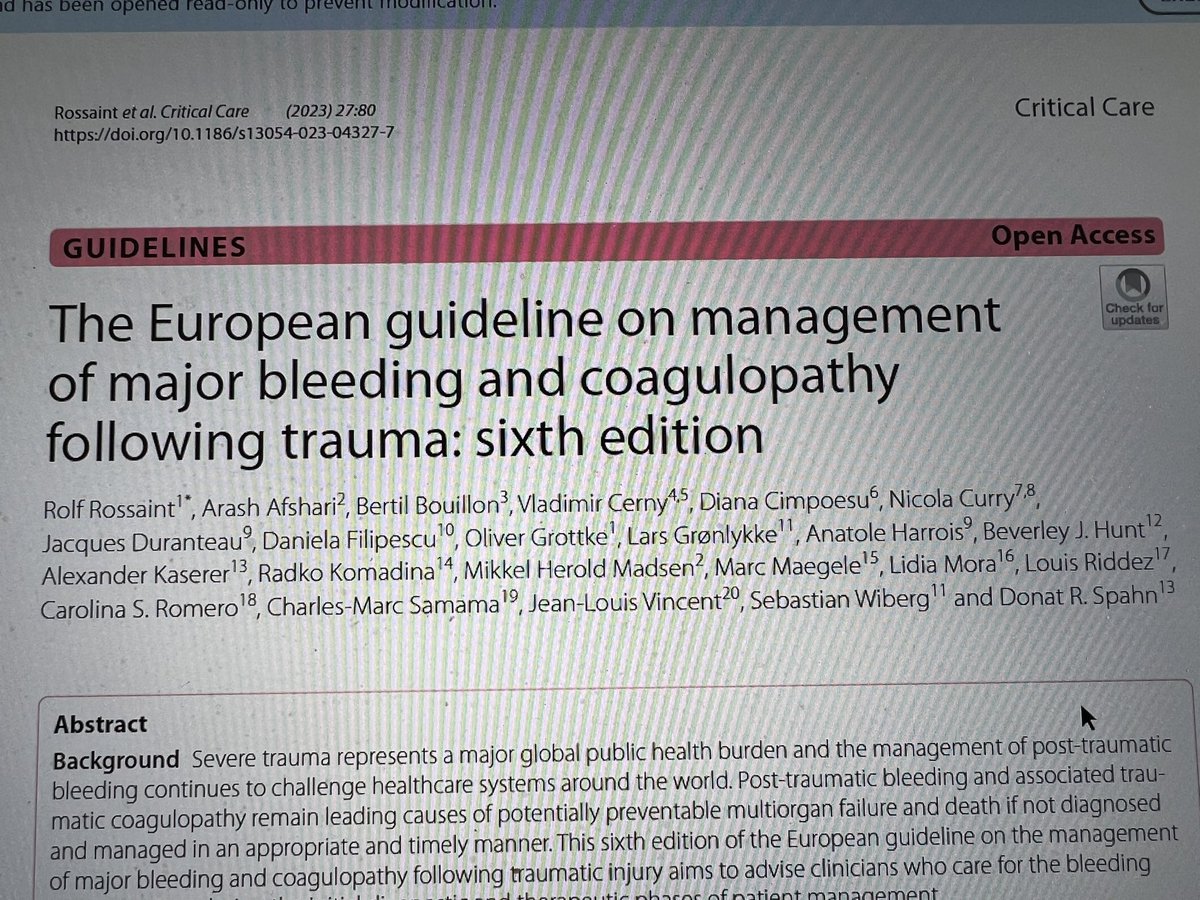 Great news! The new European guidelines for management of major trauma have just been published! #trauma #criticalcare #surgery #icu #isicem
