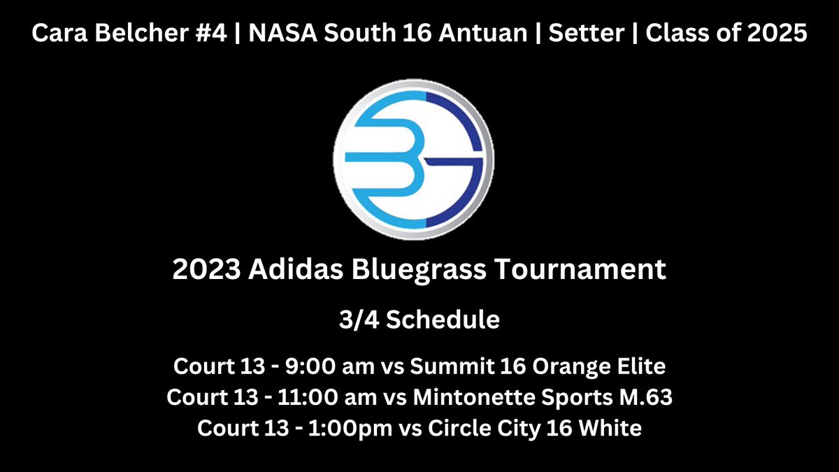 I’m very excited to play in Louisville this weekend! We’re on Court 13 Saturday at 9 and 11 am, then again at 1 pm.