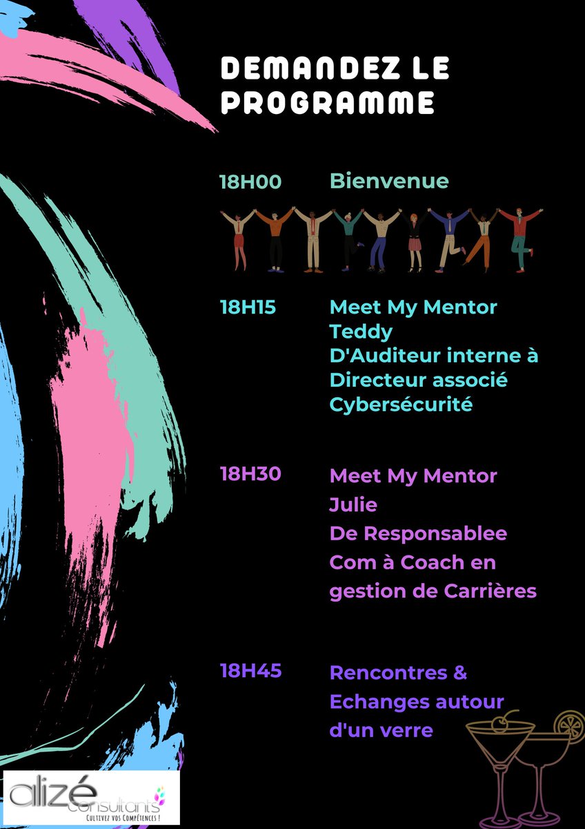 AlizeConsult's tweet photo. #Afterwork Meet My #Mentor❗ 
 1 team+2 mentors=des partages autour d'un verre���
Ils ont changé de vie grâce au #bilandecompetences 
Booker: https://t.co/5JhHbAYO8c
29.03 18H Porte de Champerret 
https://t.co/4uN3IUnbFA
#CPF #carrière  #coaching #job #emploi #formation #AvenirPro https://t.co/Iygc0NA9kj