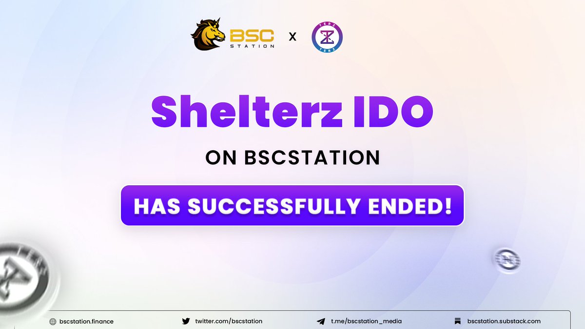 🔥 The <a href="/HotelsShelter/">SHELTERZ</a>  IDO on #BSCStation Launchpad has successfully ended 🔥

👉 Next Events of #Shelterz
✅ Listing time: 10 AM, 3rd March 2023 (UTC)
✅ Claiming on BSCStation: 3 PM, 3rd March 2023 (UTC)
⌚️ Vesting: 33% at TGE, then linear vesting over 3 months 

#BSCS #IDO
