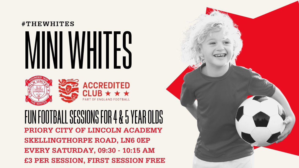 MINI WHITES

⚽️🤍

Our fun, developmental and recreational session for boys and girls aged 4 and 5 now has a few spaces! 

Perfect opportunity to get involved in football for the first time. 

Please just DM for more information! 

#TheWhites