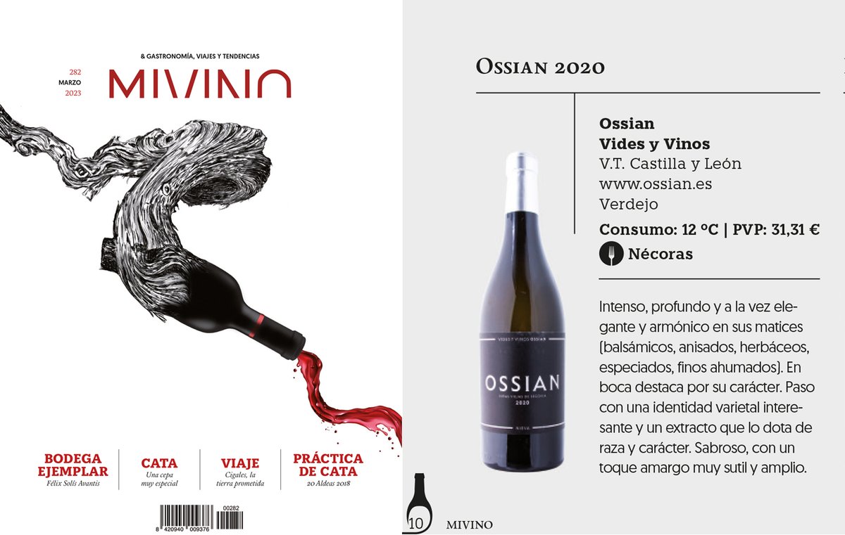 Espectacular reportaje y cata de <a href="/mivino/">Jan van der Reis</a> en su número de marzo que habla sobre viña prefiloxérica y pie franco con algunos ejemplos maravillosos de nuestro país. Entre ellos, no podía faltar nuestro #Ossian 2020. ¡Muchísimas gracias!
