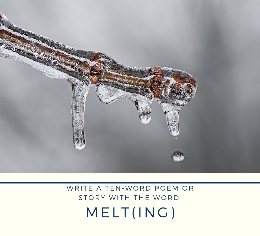 Write a 10 word story/poem including prompt word:

melting 

Tag #PenYourTen and please read/share others that participate ❤️

<a href="/PromptList/">PromptList</a> <a href="/PromptAdvant/">PromptTimes</a> <a href="/thewriteprompt/">The Write Prompt</a> <a href="/vssWritingRT/">vssWritingRT ♻️</a> <a href="/prompt_doc/">A Poet by Heart</a>