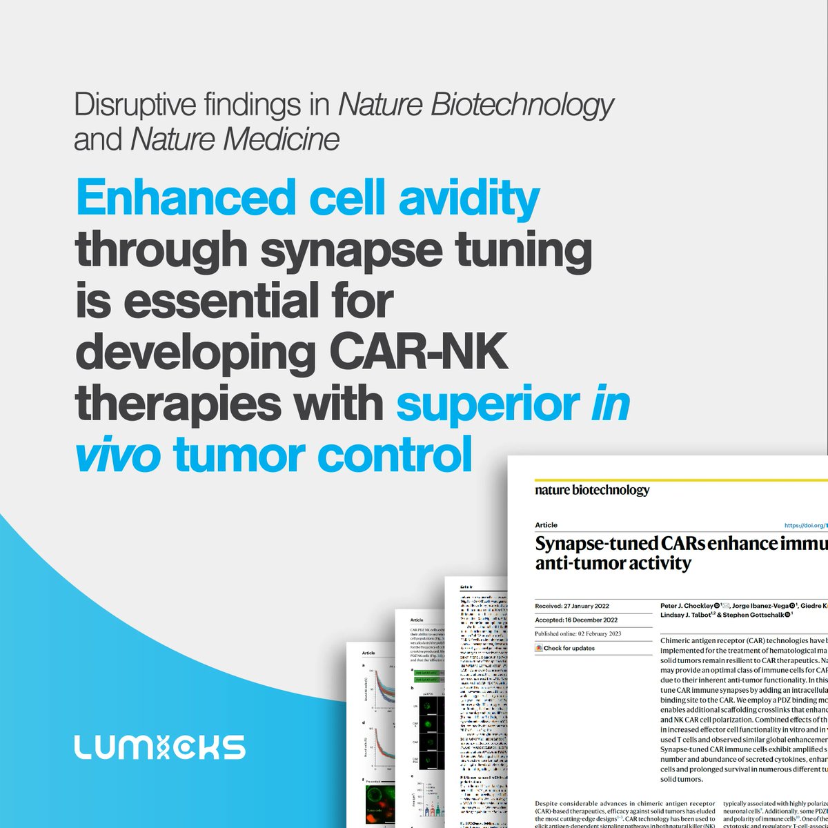 LUMICKS_nl's tweet photo. Measuring #cellavidity enabled scientists to identify robust #CAR#NKs that efficiently kill solid tumors. Enhanced avidity in CAR-NK therapies using a molecular anchor helps fine-tune synaptic interactions. Learn how avidity can transform CAR-NK design 👉 https://t.co/UsyeGzDAfH https://t.co/8bLb1X2XJi