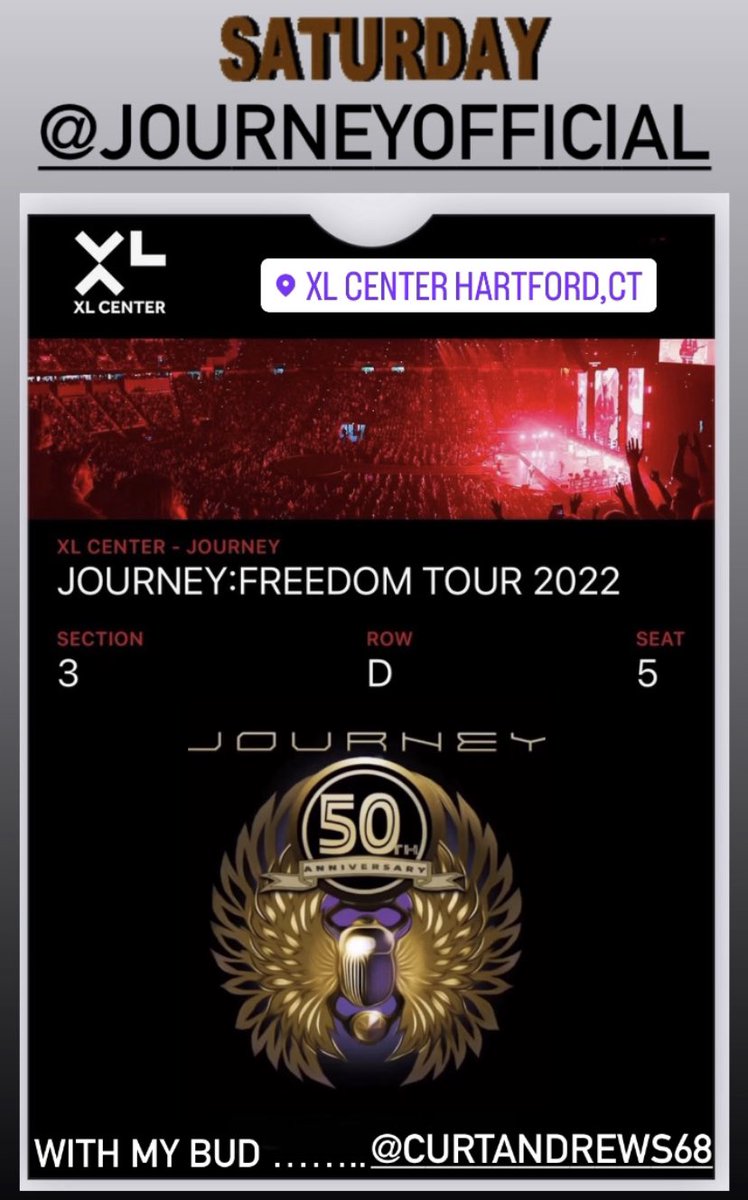 @JourneyOfficial , Saturday with my bud , @curtandrewsjr 🤟🏻😃🤟🏻
Who’s going ???  See you there! 
@DeenTheDrummer @NealSchonMusic @TheJonathanCain @arnelpineda #toddjensen #jasonderlatka
@lightandrhythm