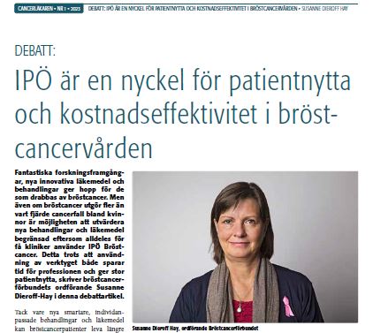 Fler regioner och sjukhus behöver införa IPÖ Bröstcancer. Hittills har ett fåtal gjort slag i saken, det är långt ifrån tillräckligt då verktyget spar tid för professionen och ger stor patientnytta, skriver Bröstcancerförbundet på debatt i Cancerläkaren bit.ly/3IJFHlH