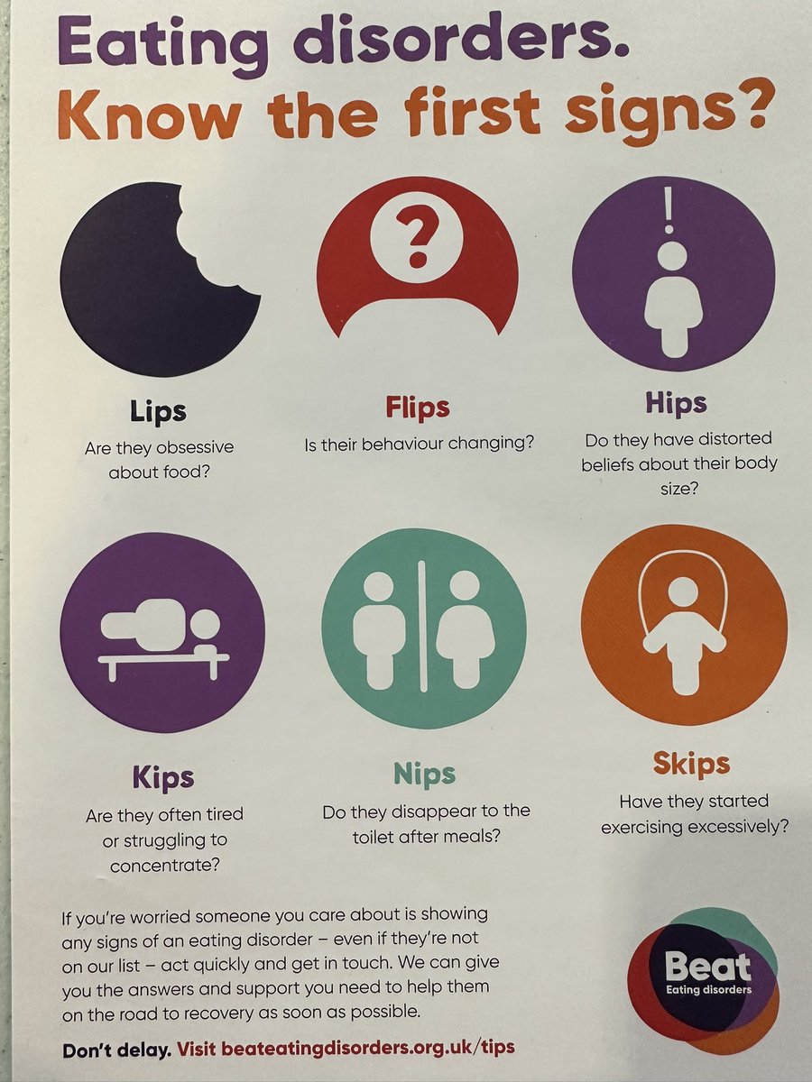 This #EatingDisorderAwarenessWeek, do you know the first signs?

This leaflet, by @beatED, aims to list some common first signs 👇🏻