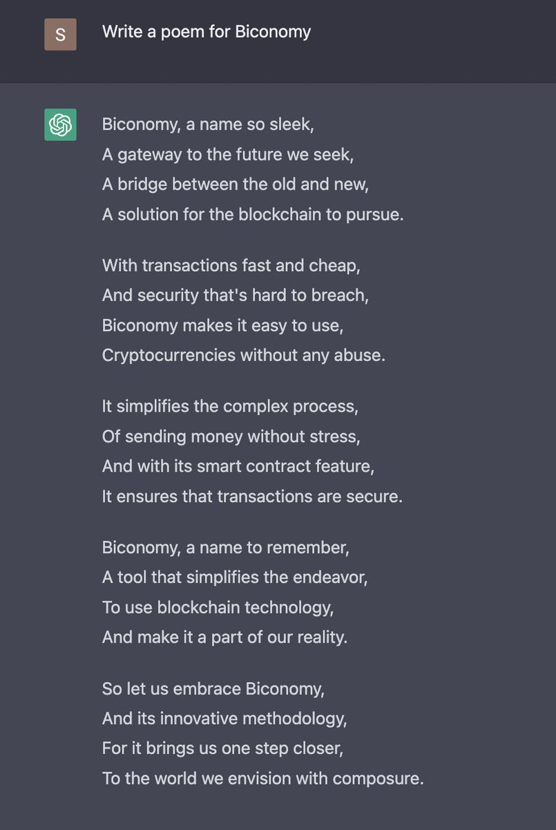 ChatGPT: Write a poem for Biconomy