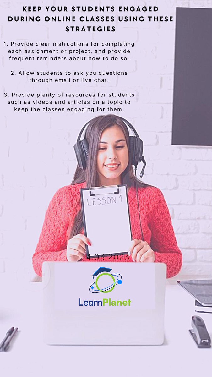 Learnplanet_App's tweet image. IT&apos;S LEARNING O&apos;CLOCK!😍

How Can You Keep Your Students Engaged During Online Classes?  

1, 2... Any idea??

Well, on this slide lies some clever ways!😉

#interestingclasses #onlineclasses #education #onlinelearning #onlineclass #learning #students