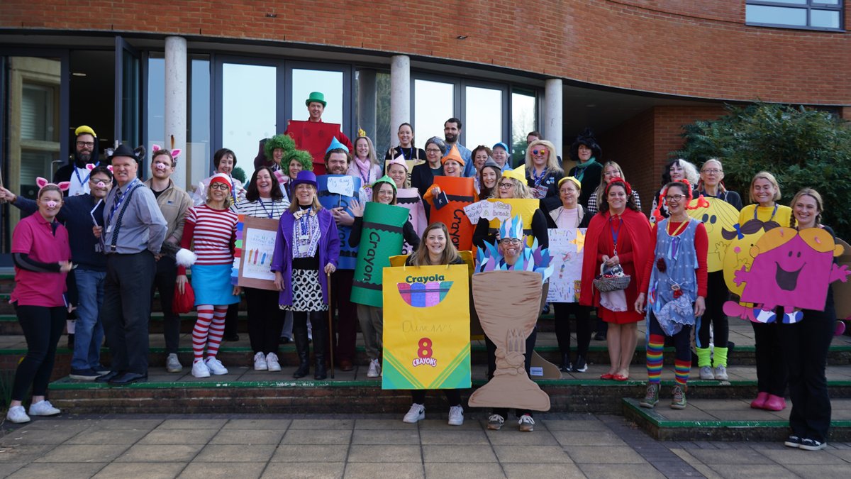 Danes_Hill_Sch's tweet photo. The Danes Hill teachers looked utterly fantastic today in their World Book Day costumes! 

Can you spot Wally?

#WorldBookDay2023 https://t.co/PvlfH6A1fa