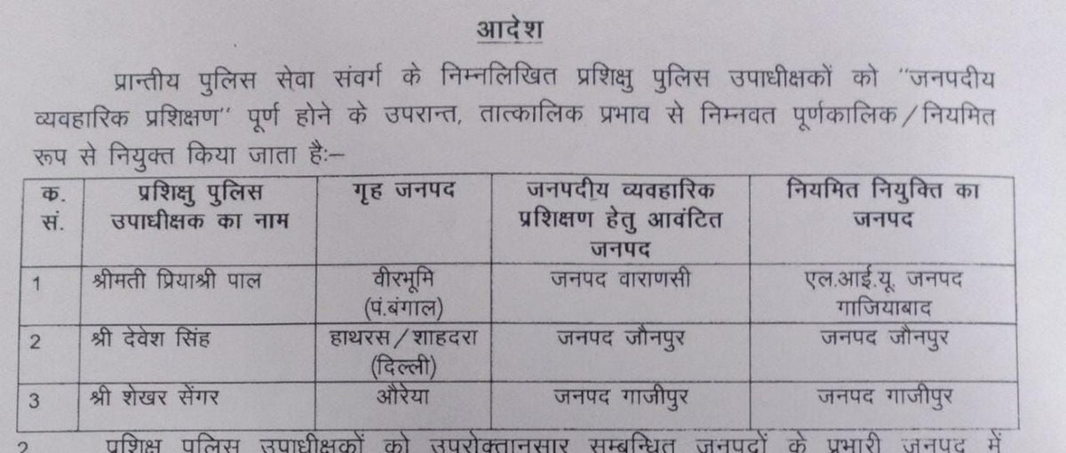 #UP में 5 PPS अफ़सरो का तबादला हुआ

PPS योगेंद्र कुमार Dy SP STF बनाये गए

PPS राजेश कुमार सिंह Dy SP ANTF मेरठ बने

PPS प्रिया श्रीपाल LIU गाजियाबाद बनी 🙅