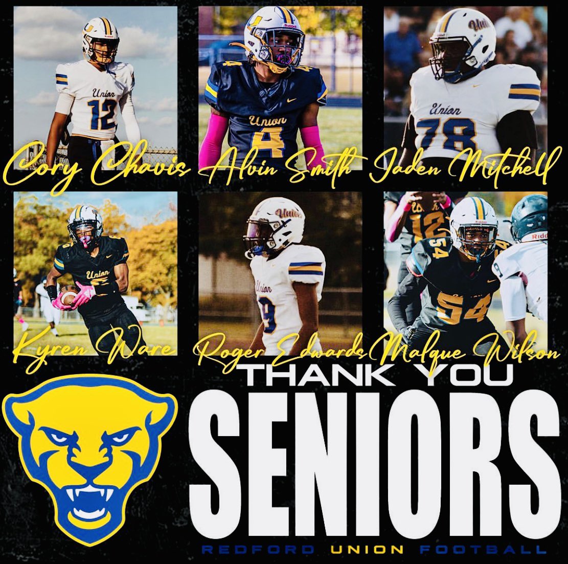 REDFORD UNION FB on Twitter "THE U would like to thank are 2023 senior