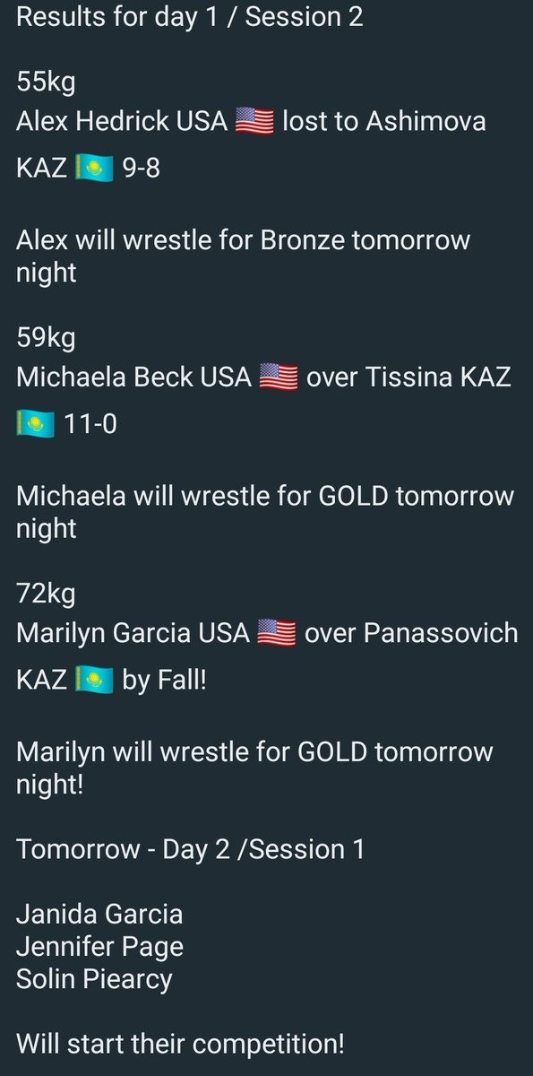 ***UPDATED RESULTS*** From Bulgaria 

We have 2 going for Gold 🥇&amp; one going for Bronze 🥉

Go USA🇺🇲🇺🇲🇺🇲