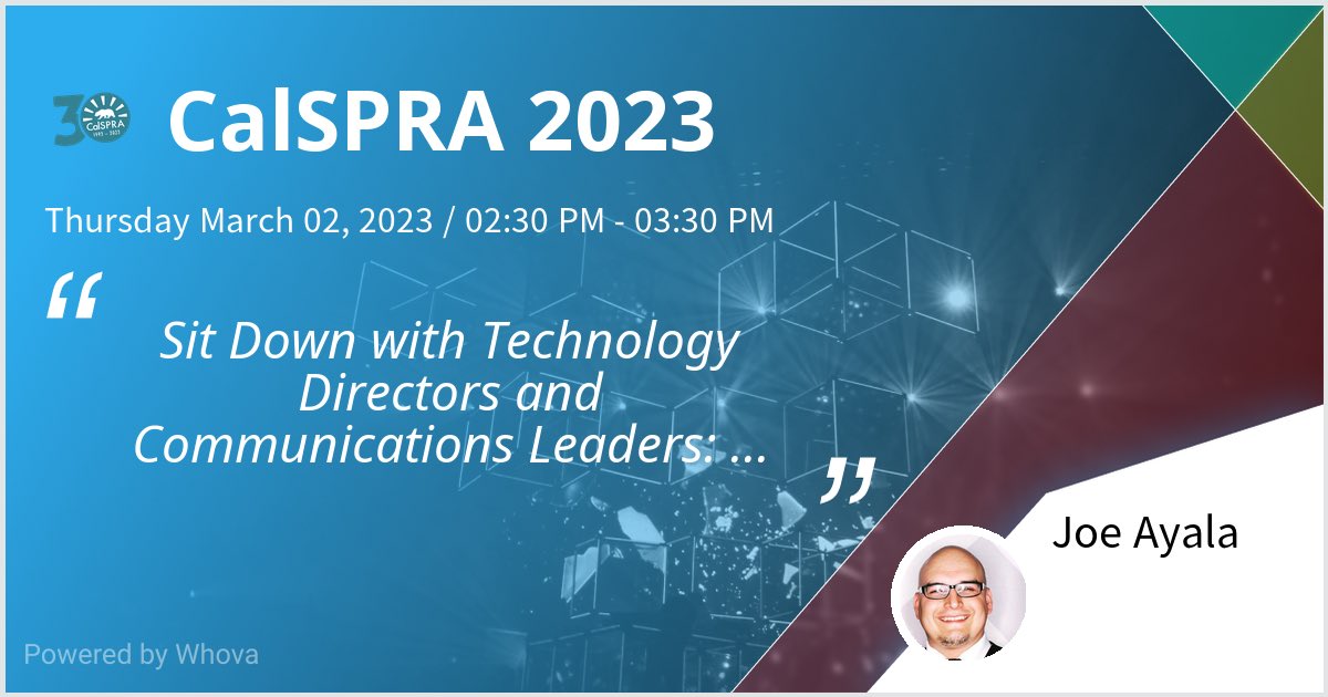 I am speaking at CalSPRA 2023. Please check out my talk if you're attending the event! #calSPRA23 - via #Whova event app