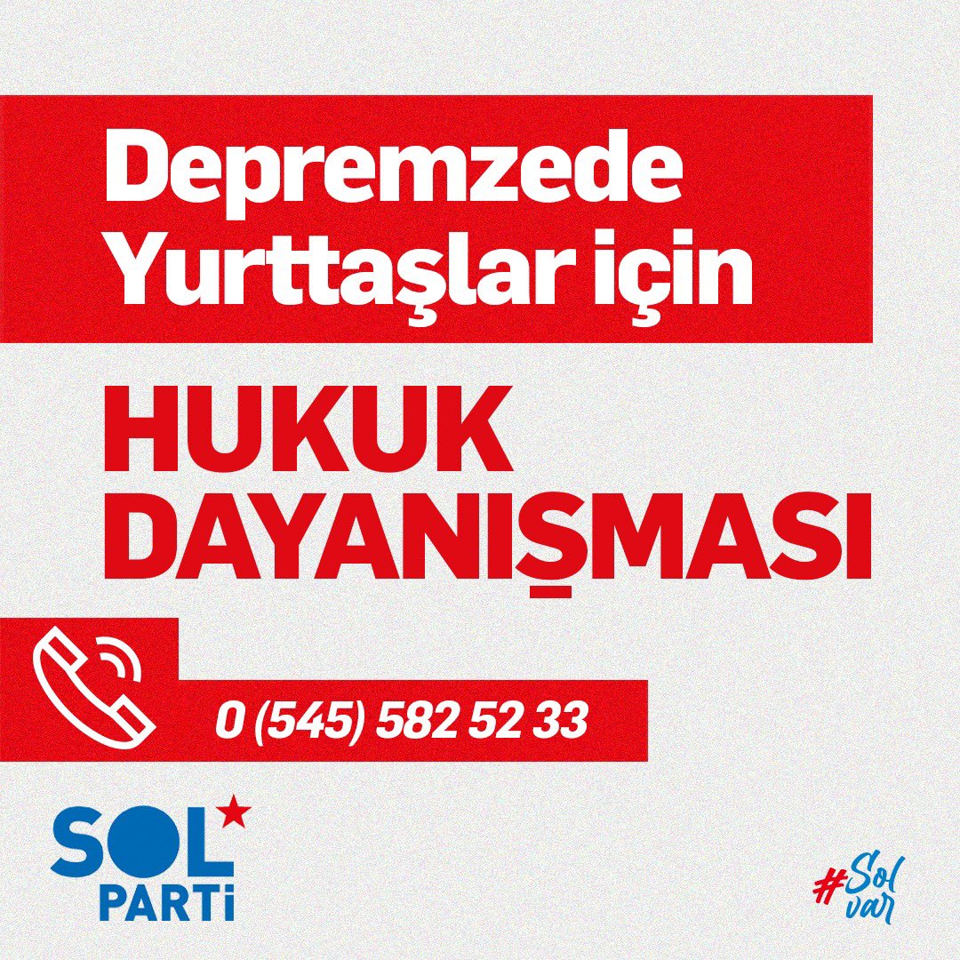 HataySol's tweet photo. 📢 DEPREMZEDE HAKLARI NELERDİR? 

Sol Hukuk olarak hazırladığımız Depremzede Hakları Broşürümüze, hukuki işlemlere ilişkin örnek dilekçelere ulaşmak ve hukuki destek talebiniz için 👇🏼

📞05455825233

📔https://t.co/HChCkLisaC…

📝https://t.co/x682uE2nsw… https://t.co/z2XCCLhxVH