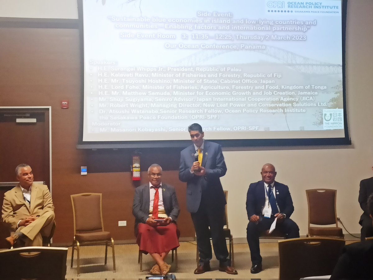 @OurOceanPanama | Join the "Sustainable blue economies in island and low lying countries" side event in room 3, Panama Convention Center. 🌊 #Palau 🇵🇼 #Fiji 🇫🇯 #Tonga 🇹🇴