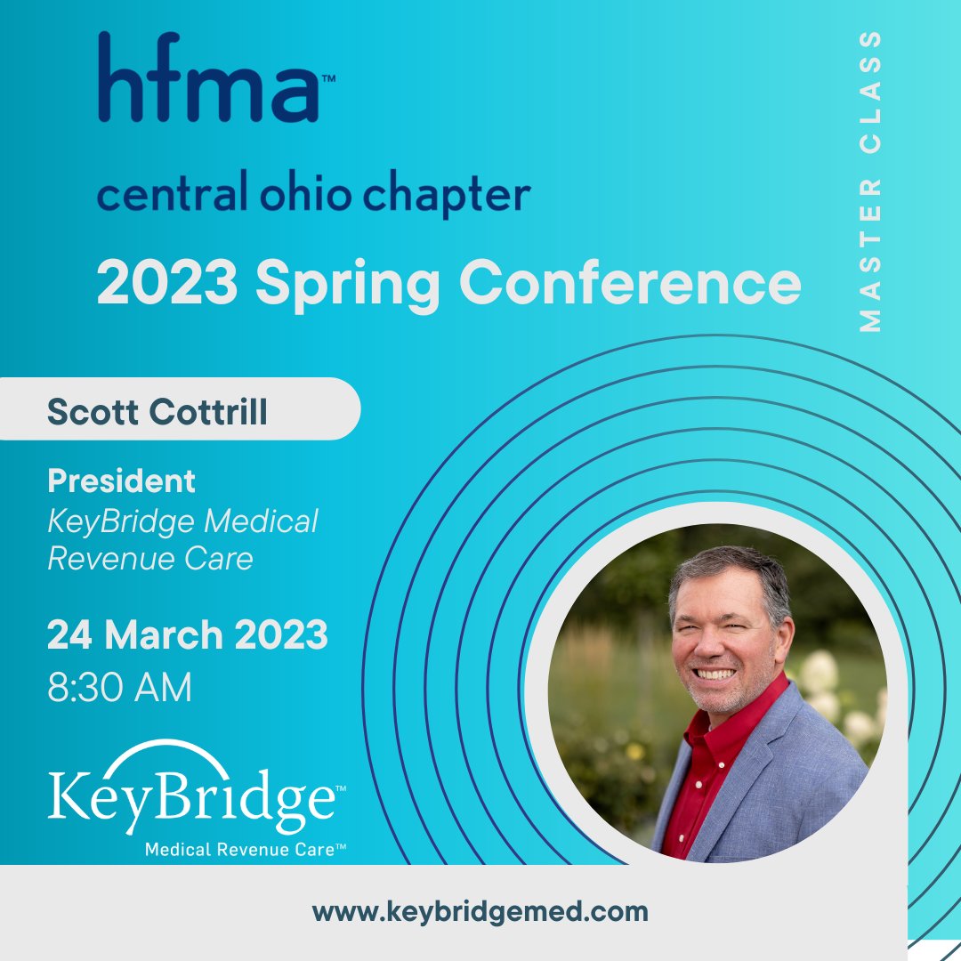 KeyBridge's tweet image. Just three weeks from today, KeyBridge will be attending the HFMA Central Ohio Spring Conference. Our President, Scott Cottrill will be kicking off day two with our newest Master Class - Leading in Today's Hyper Competitive Economy:  Achievin...
#hfma #masterclass #revenuecycle