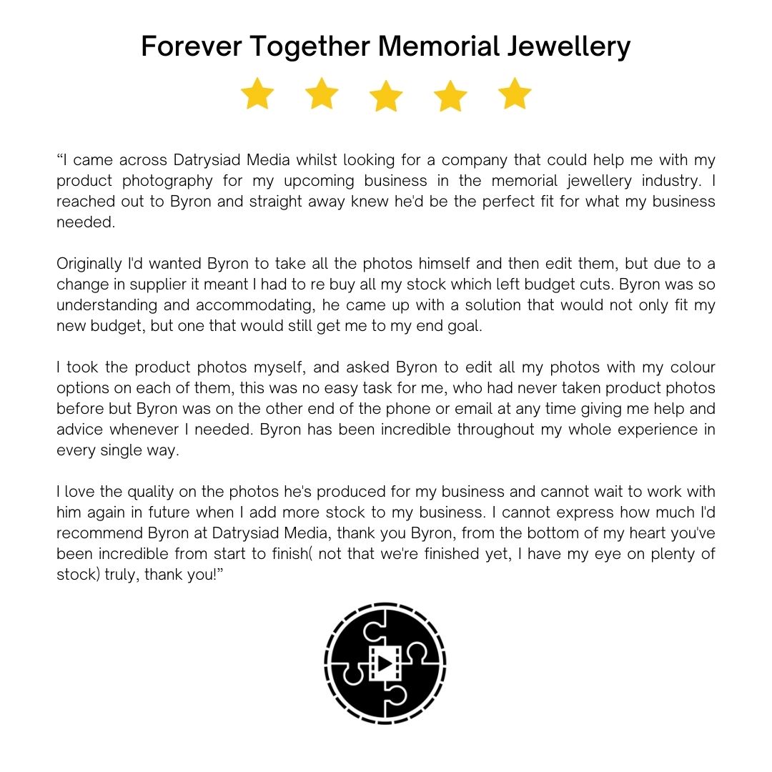 Some lovely words from our recent client on the project we worked together on.

#testimonial #clientreview #customerreview #clientwork #contentcreator #productediting #business #smallbusiness #wales #onlinebusinesses #onlineshops #onlinestores #memorialjewellery