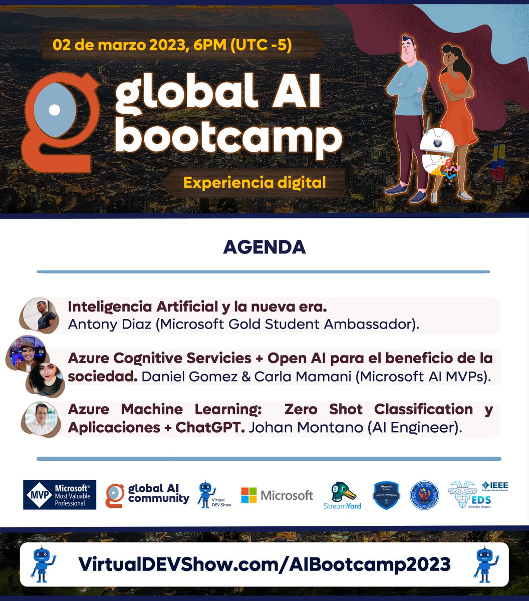 🚨¡Amantes de la tecnología, atención!🚨 
Con Global AI Bootcamp 2023,tendrás la oportunidad de ganar premios increíbles sin importar dónde estés 🌎 ¡Regístrate Ahora! 
🔗 virtualdevshow.com/AIBootcamp2023