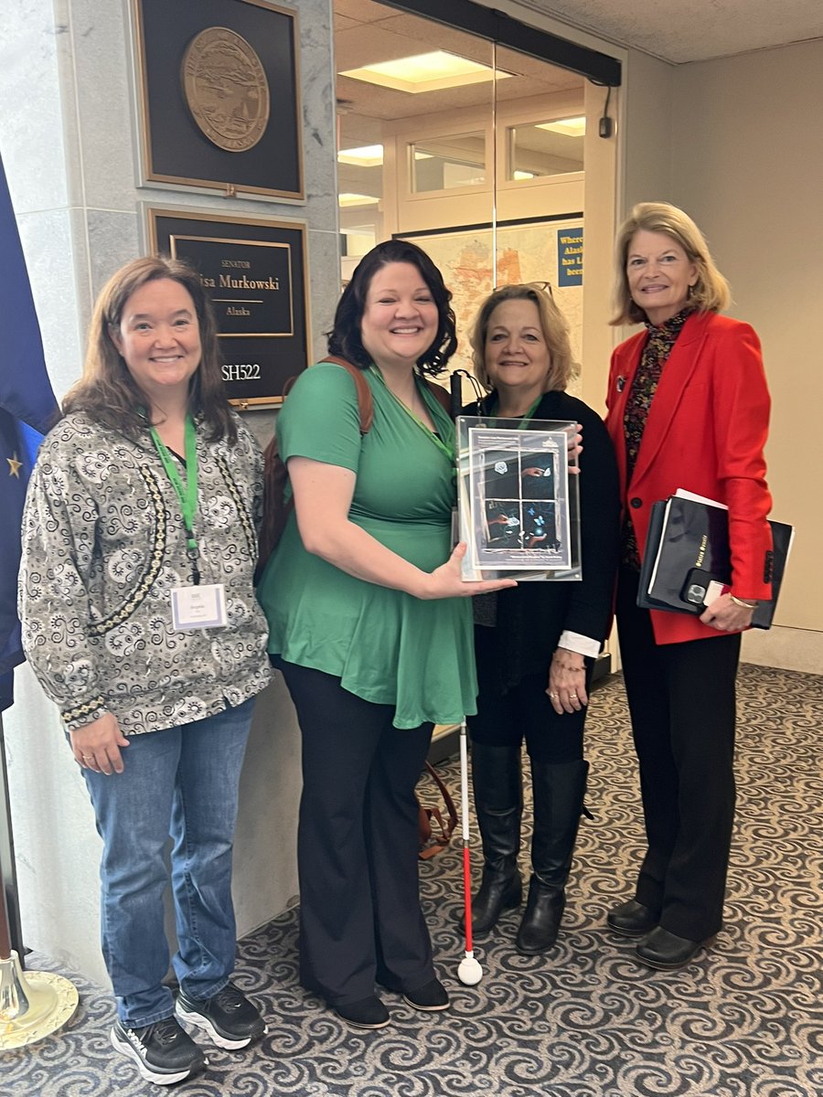 RareAdvocates's tweet photo. #Alaskan #RareDisease advocates Angela Gill (#Anchorage) Sarah Bailey (#Dillingham) &amp; Sarah’s mom @AdamsTEAM met today w/@lisamurkowski &amp; staff to discuss appropriations for rare research, the 
Rare Disease Caucus &amp; support for the BENEFIT act. Thank you, Senator! #RareDC2023 https://t.co/TVfWzzZr0s