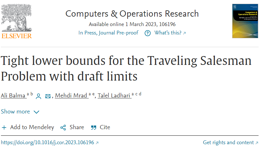 AliBalma1's tweet photo. Our paper about a Reformulation-Linearization framework for the traveling salesman problem with draft limits.
https://t.co/k6dbjehJef
#orms https://t.co/i7ME0HM13t