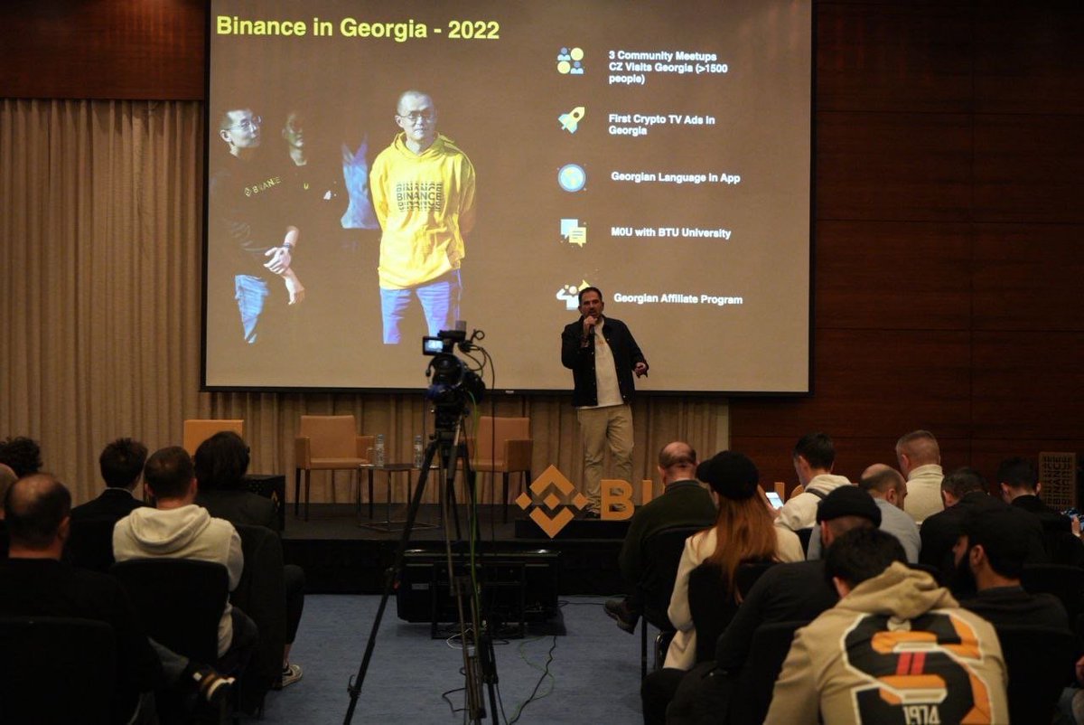binance's tweet photo. #Binance recently held its 3rd meet-up in Tbilisi 🇬🇪

Our team was active at the event, providing insight into our plans for the region and introducing both new and seasoned attendees to a range of #Binance products. 

Catch you next time! https://t.co/bQO6huG2IH