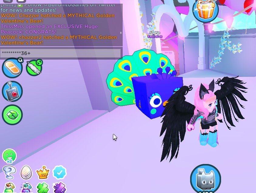 ThisMiss's tweet image. Lucky day! Huge Peacock with Strength V! Hatched on my own VIP server. Join me sometime! I do giveaways in trading plaza. I love getting mail! -cough hint cough- Username: ThissMiss
See you soon!

#Roblox #PetSimulatorX #PSX #HugePet #HugeHatch #petsimulatorxgiveaways