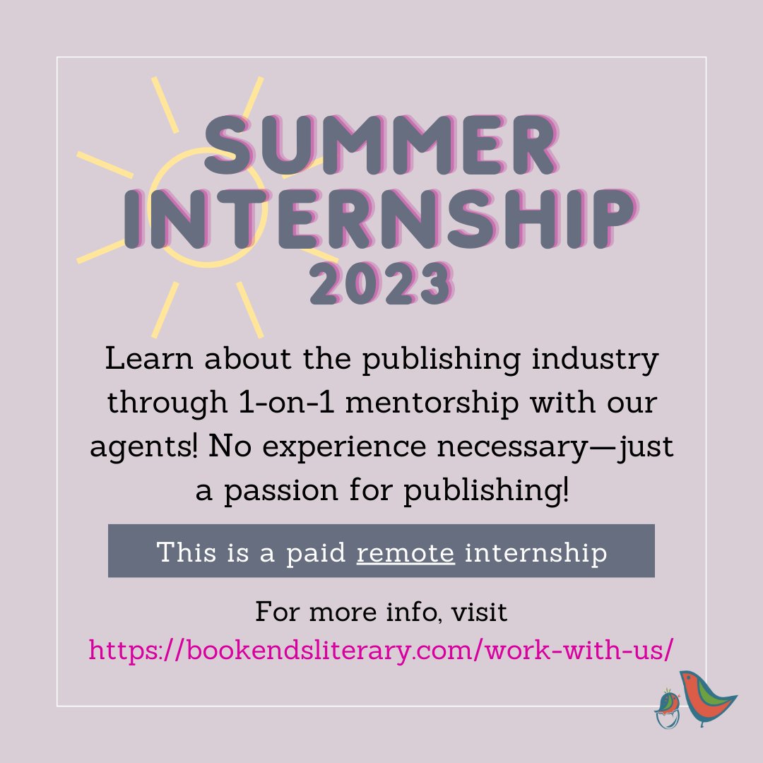 ☀️ We're so excited to be opening up for applications for our remote summer internship program! The structure will allow for lots of 1-on-1 mentorship about the publishing industry, and no experience is required ☺️ just curiosity about the industry!
