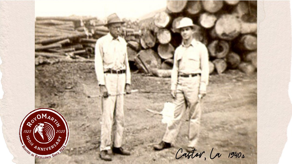 RoyOMartin's tweet photo. Throwback Thursday ⏳ (1940s): Manager Ellis Martin (right) and an employee stand in the log yard at the sawmill in Castor, La.
#TBT #RoyOMartinTBT #ROM100 https://t.co/7Z2rGzZJiQ