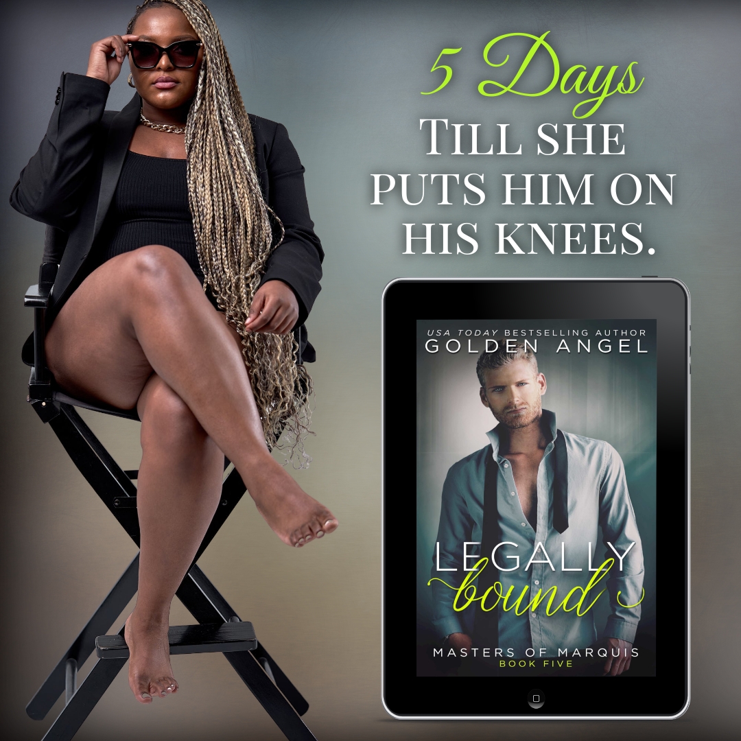 AnnaTheurer's tweet photo. ✗✗ 𝙇𝙀𝙂𝘼𝙇𝙇𝙔 𝘽𝙊𝙐𝙉𝘿 𝘾𝙊𝙐𝙉𝙏𝘿𝙊𝙒𝙉 ✗✗
#LegallyBound @GoldenAngelRom is coming in 5 Days!
#LegallyBoundCountdown #GoldenAngel
#BDSMRomance #MastersOfMarquisSeries
#PreOrder https://t.co/TTzPibn8pW
#Promote https://t.co/yGqt7MfBsH
#Hosted @TheNextStepPR https://t.co/r0suE7Iyu0