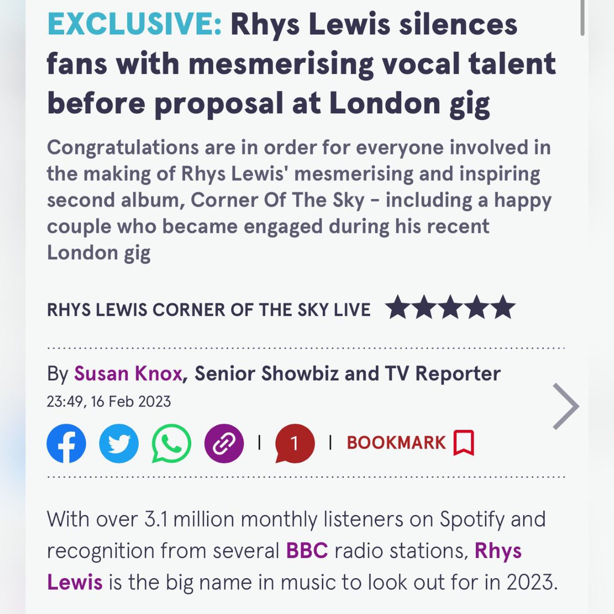 Rhys Lewis (@rhyslewismusic) on Twitter photo Just got shown this review of the London show and it brought back so many memories. Many thanks to the <a href="/DailyMirror/">The Mirror</a> and <a href="/SusanKnox22/">Susie Knox</a> for such a stellar writeup.
mirror.co.uk/3am/celebrity-โฆ Just got shown this review of the London show and it brought back so many memories. Many thanks to the <a href="/DailyMirror/">The Mirror</a> and <a href="/SusanKnox22/">Susie Knox</a> for such a stellar writeup.
mirror.co.uk/3am/celebrity-โฆ
