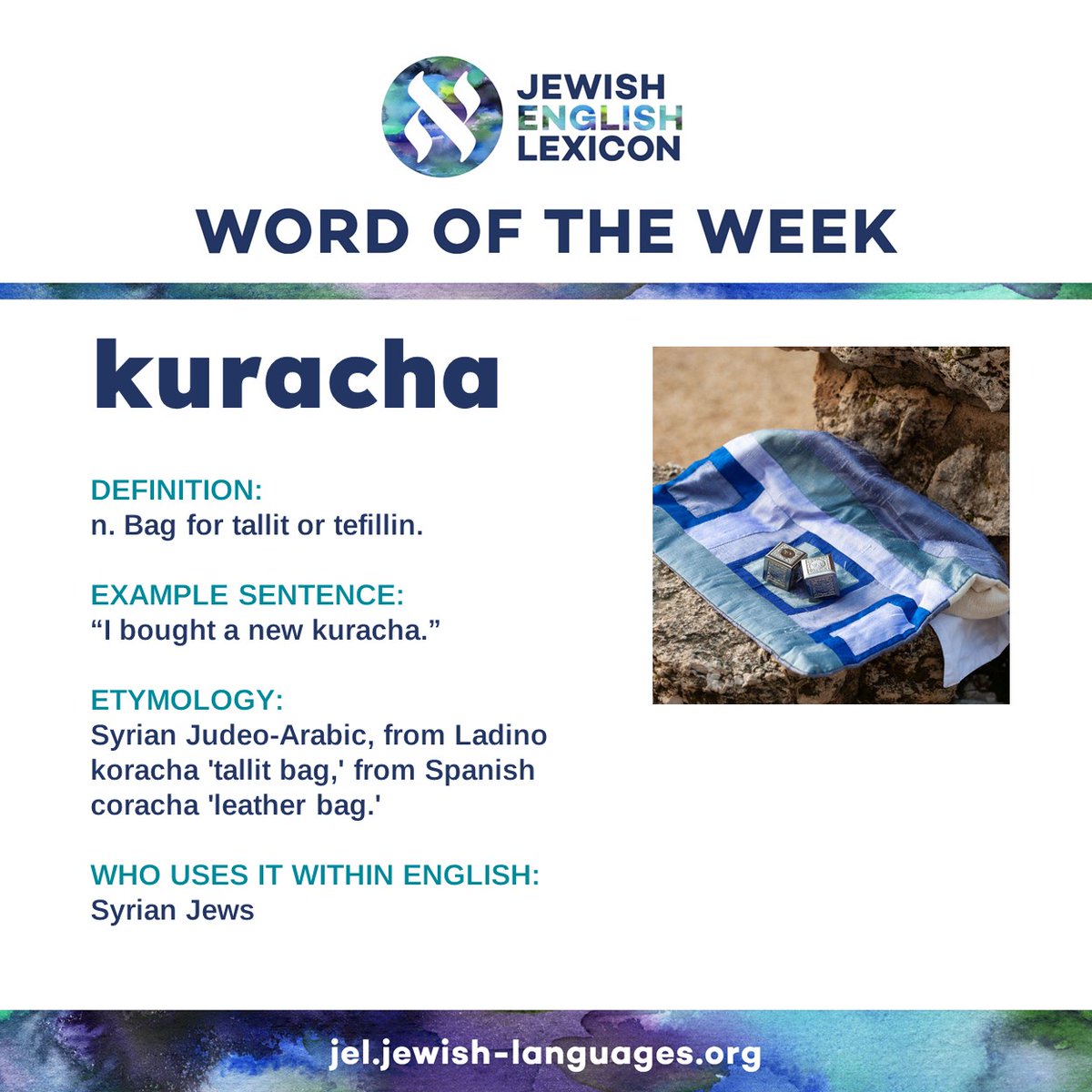 Thursday, Yom Hamishi, Jueves...Whatever you wanna call it, it's Jewish English Lexicon Word of the Week Day! This week's featured word is "kuracha," which has a very interesting history! Check out the full entry at jel.jewish-languages.org/words/1612. #LANGUAGE 
#ladino #judaism <a href="/HUCJIR/">Hebrew Union College-Jewish Institute of Religion</a>